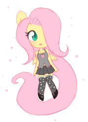 Size: 519x719 | Tagged: safe, artist:miikanism, fluttershy, anthro, g4, ambiguous facial structure, female, solo