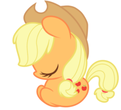 Size: 300x274 | Tagged: safe, artist:miikanism, applejack, pony, g4, chibi, cute, eyes closed, female, jackabetes, lying down, ponyloaf, simple background, sleeping, solo, transparent background