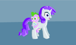 Size: 1024x614 | Tagged: safe, artist:darkpilcrow, rarity, spike, g4, clipping, duo, noclip, wat