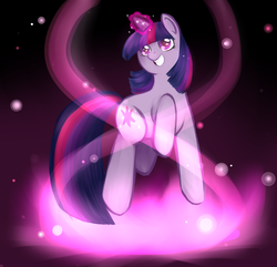 Size: 3893x3757 | Tagged: safe, artist:chiptoony, twilight sparkle, pony, unicorn, g4, female, floating, magic, mare, smiling, solo, unicorn twilight