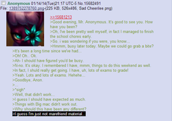 Size: 570x400 | Tagged: safe, cheerilee, g4, /mlp/, 4chan, 4chan screencap, anon in equestria, feels, greentext, rejection, rejection is magic, sad, text