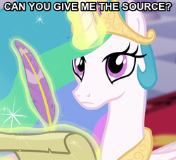 Size: 488x446 | Tagged: safe, princess celestia, alicorn, pony, g4, female, image macro, magic, mare, quill, reaction image, solo