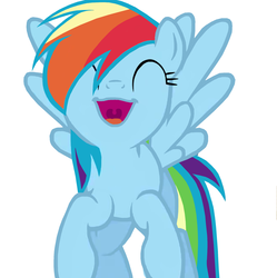 Size: 2000x2009 | Tagged: safe, rainbow dash, pegasus, pony, g4, cute, dashabetes, eyes closed, faic, female, happy, hooves, mare, open mouth, simple background, smiling, solo, spread wings, vector, white background, wings