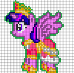 Size: 1050x1032 | Tagged: safe, artist:indidolph, twilight sparkle, alicorn, pony, g4, clothes, coronation dress, dress, female, grid, mare, pixel art, twilight sparkle (alicorn)
