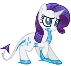 Size: 900x828 | Tagged: safe, artist:missitofu, artist:quanno3, rarity, dracony, hybrid, g4, female, solo