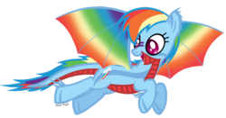 Size: 900x473 | Tagged: safe, artist:missitofu, artist:xpesifeindx, rainbow dash, dracony, hybrid, g4, female, rainbow, solo