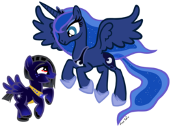 Size: 900x666 | Tagged: safe, artist:missitofu, princess luna, oc, oc:sirius, alicorn, pony, g4, simple background