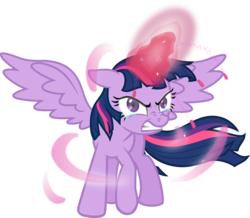 Size: 1265x1105 | Tagged: safe, artist:mangaka-girl, twilight sparkle, alicorn, pony, g4, angry, crying, female, glowing eyes, gritted teeth, looking at you, magic, mare, rage, simple background, solo, spread wings, tears of anger, tears of rage, teeth, transparent background, twilight sparkle (alicorn), vector, wings