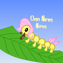 Size: 1000x1000 | Tagged: safe, artist:ambrosebuttercrust, fluttershy, caterpillar, g4, female, solo, species swap