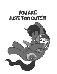 Size: 500x647 | Tagged: safe, artist:bunnimation, twilight sparkle, ask twiceratops, g4, blush sticker, blushing, cute, dad, eyes closed, father and daughter, filly, happy, hug, monochrome, open mouth, parent, smiling, twiceratops