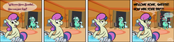 Size: 1280x313 | Tagged: safe, artist:skatoonist, bon bon, lyra heartstrings, sweetie drops, g4, bon bon is not amused, comic, female, heart, lesbian, lyra is not amused, mare of a thousand voices, ship:lyrabon, shipping