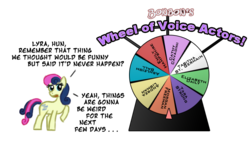 Size: 800x450 | Tagged: safe, artist:feather, bon bon, sweetie drops, earth pony, pony, g4, female, implied lyra, mare, mare of a thousand voices, morgan freeman, simple background, solo, transparent background, voice actor