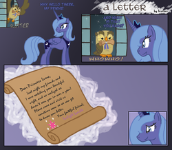 Size: 1080x942 | Tagged: safe, artist:feather, owlowiscious, princess luna, g4, letter, s1 luna