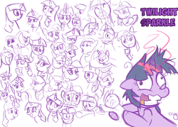 Size: 2917x2083 | Tagged: safe, artist:skatoonist, twilight sparkle, g4, facial expressions, female, sketch, solo, twilight snapple