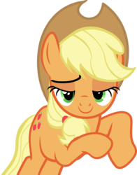 Size: 3000x3836 | Tagged: safe, applejack, earth pony, pony, g4, pinkie apple pie, bedroom eyes, bipedal, bipedal leaning, female, looking at you, out of context, simple background, solo, transparent background, vector