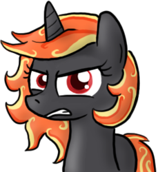 Size: 270x295 | Tagged: safe, artist:paper-pony, oc, oc only, oc:incendia, pony, fanfic:antipodes, angry, solo