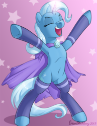 Size: 695x899 | Tagged: safe, artist:brianblackberry, trixie, pony, g4, armpits, belly button, bipedal, female, leg warmers, solo