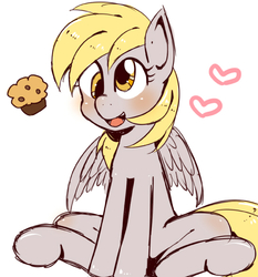 Size: 545x586 | Tagged: safe, artist:kiriya, derpy hooves, pegasus, pony, g4, female, mare, muffin, solo
