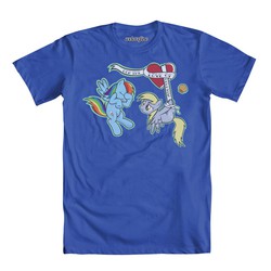 Size: 1000x1000 | Tagged: safe, artist:samuel ho "sho", derpy hooves, rainbow dash, pegasus, pony, g4, official, clothes, facehoof, female, mare, shirt, t-shirt, welovefine