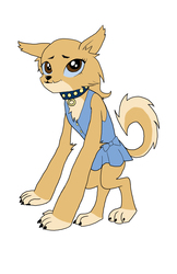 Size: 1650x2550 | Tagged: safe, artist:bico-kun, oc, oc only, diamond dog, clothes, collar, skirt, solo