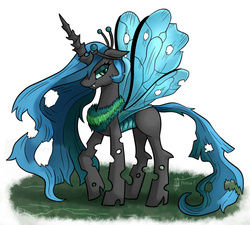 Size: 881x792 | Tagged: dead source, safe, artist:php13, princess celestia, changeling, changeling queen, g4, askchrysalis, changelingified, female, princess chryslestia, simple background, solo, white background