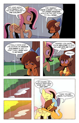 Size: 1280x1978 | Tagged: safe, artist:karzahnii, fluttershy, whimsey weatherbe, g3, g3.5, g4, comic, g3.5 to g4, generation leap, hug, rain, tales from ponyville