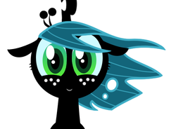 Size: 504x371 | Tagged: safe, artist:syggie, queen chrysalis, changeling, changeling queen, nymph, ask the changeling princess, g4, cute, cutealis, female, filly, filly queen chrysalis, foal, freckles, princess chrysalis, solo, younger