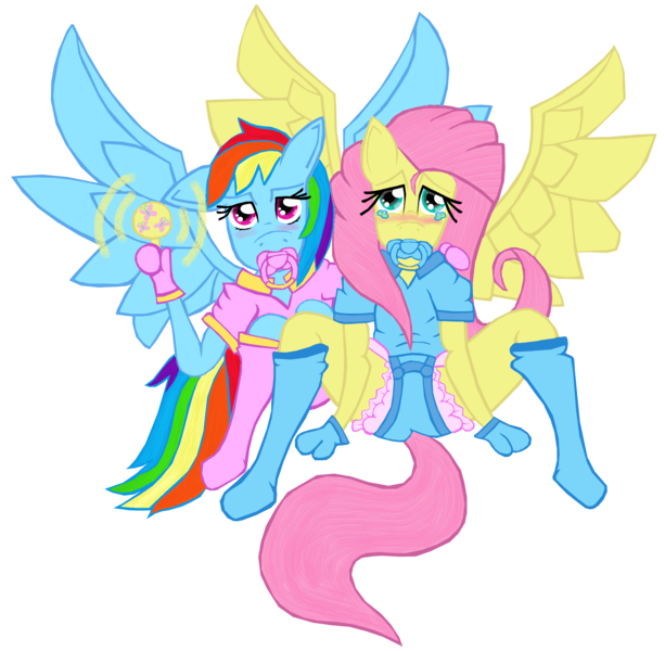 525363 safe artist cuddlelamb fluttershy rainbow dash anthro