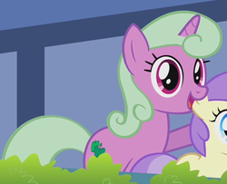 Size: 573x465 | Tagged: safe, screencap, alula, apple stars, pluto, pony, unicorn, a friend in deed, g4, background pony, cropped, female, mare, open mouth, smile song, solo focus