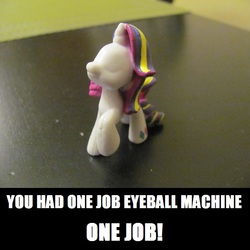 Size: 730x729 | Tagged: safe, rarity, g4, blind bag, factory error, female, irl, no eyes, photo, rainbow power, toy, you had one job