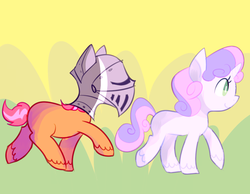 Size: 900x700 | Tagged: safe, babs seed, sweetie belle, ask one bad apple, g4, ask, helmet, tumblr