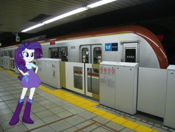 Size: 720x540 | Tagged: safe, edit, rarity, equestria girls, g4, female, fukutoshin line, japan, metro, solo, subway, tokyo, tokyo metro, train, train station