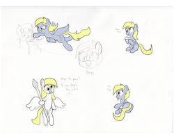 Size: 3500x2800 | Tagged: safe, artist:frikdikulous, derpy hooves, king sombra, pegasus, pony, g4, colored, female, lord of the rings, mare, muffin, simple background, sketch, sketch dump