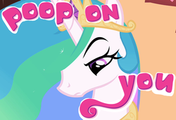 Size: 1052x720 | Tagged: safe, edit, edited screencap, screencap, princess celestia, pony, g4, lesson zero, bust, ethereal mane, expand dong, eyebrows, female, implied poop, implied scat, mare, solo