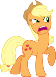 Size: 764x1045 | Tagged: safe, artist:theshadowstone, applejack, bats!, g4, angry, female, raised hoof, simple background, solo, transparent background, vector