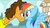 Size: 880x495 | Tagged: safe, screencap, cheese sandwich, rainbow dash, earth pony, pegasus, pony, g4, my little pony: friendship is magic, pinkie pride, season 4, female, hub logo, male, mare, smiling, stallion, weird al yankovic