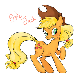 Size: 800x825 | Tagged: safe, artist:mmknrnr, applejack, g4, female, raised hoof, simple background, solo