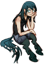Size: 1597x2101 | Tagged: safe, artist:nobody, oc, oc only, oc:mistake, changeling, satyr, offspring, parent:queen chrysalis, solo