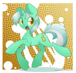 Size: 800x770 | Tagged: safe, artist:pegasisters82, lyra heartstrings, pony, unicorn, g4, abstract background, colored pupils, cutie mark background, female, smiling, solo