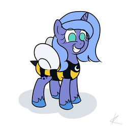 Size: 2600x2600 | Tagged: safe, artist:kzinch, princess luna, bee, g4, clothes, costume, female, filly, s1 luna, solo, woona