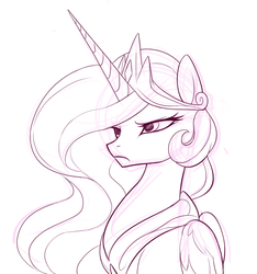 Size: 738x789 | Tagged: safe, artist:mn27, princess celestia, g4, female, grumpy, portrait, sketch, solo, unamused