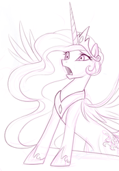 Size: 603x866 | Tagged: safe, artist:mn27, princess celestia, g4, female, shocked, sketch, solo