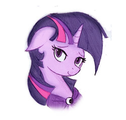 Size: 1629x1549 | Tagged: safe, artist:mrfulp, twilight sparkle, g4, female, portrait, solo, traditional art