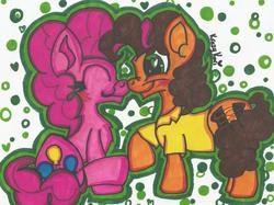 Size: 2163x1622 | Tagged: safe, artist:krazykari, cheese sandwich, pinkie pie, g4, pinkie pride, female, male, ship:cheesepie, straight