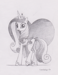 Size: 900x1161 | Tagged: safe, artist:cannibalus, princess cadance, g4, female, solo, traditional art