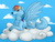 Size: 1600x1200 | Tagged: safe, artist:annakitsun3, rainbow dash, wolf, g4, cloud, cloudy, female, solo, species swap, wolf dash, wolfified