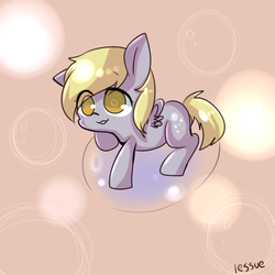 Size: 1000x1000 | Tagged: safe, artist:lessue, derpy hooves, pegasus, pony, g4, bubble, female, mare, pixiv, solo