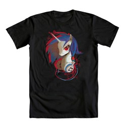 Size: 1000x1000 | Tagged: safe, artist:hinoraito, dj pon-3, vinyl scratch, g4, official, clothes, irl, merchandise, photo, red eyes, shirt, solo, welovefine