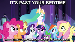 Size: 753x423 | Tagged: safe, applejack, fluttershy, pinkie pie, princess celestia, rainbow dash, rarity, spike, twilight sparkle, alicorn, pony, equestria girls, g4, my little pony equestria girls, female, image macro, mane seven, mane six, mare, momlestia, twilight sparkle (alicorn)