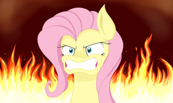 Size: 2500x1500 | Tagged: safe, artist:fluttershyfree, fluttershy, g4, badass, female, flutterbadass, rage, solo